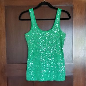 Green sequined tank top